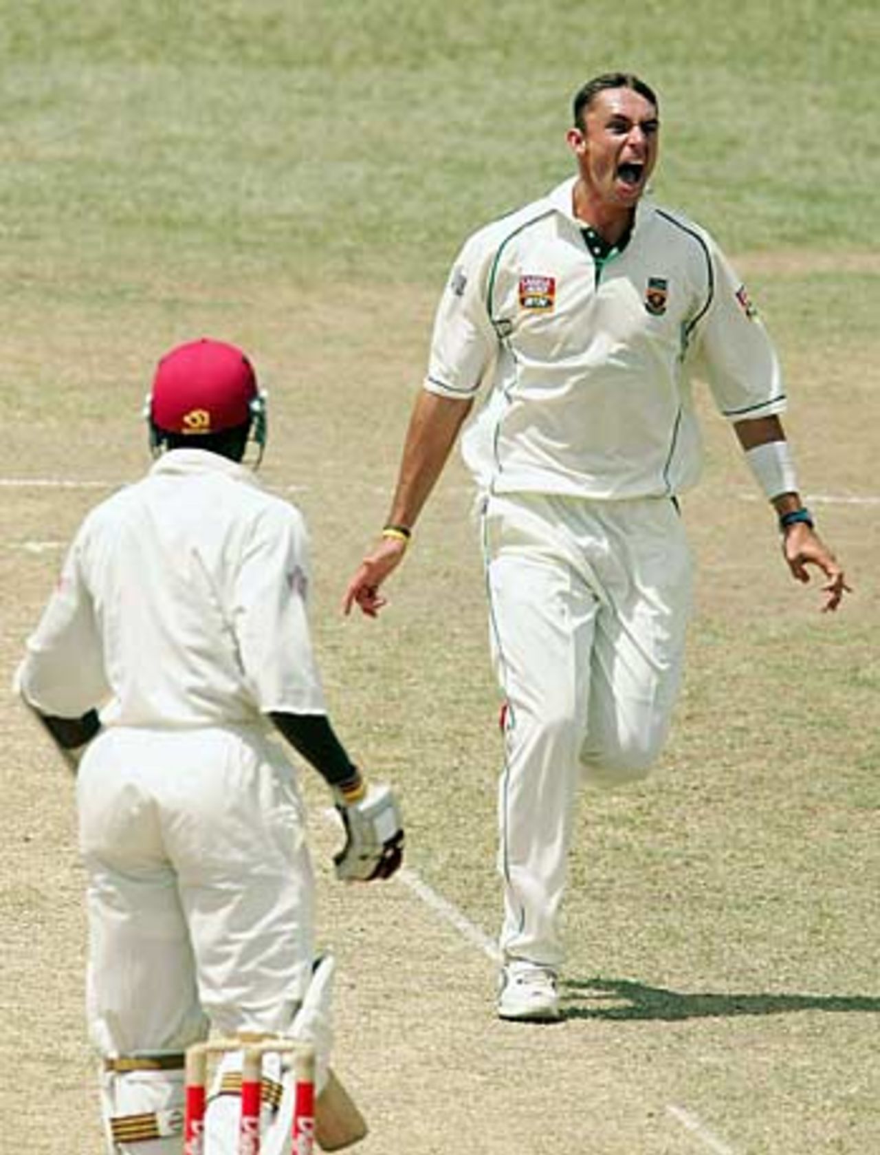 Andre Nel dismisses Daren Powell, West Indies v South Africa, 2nd Test, Trinidad, April 12, 2005