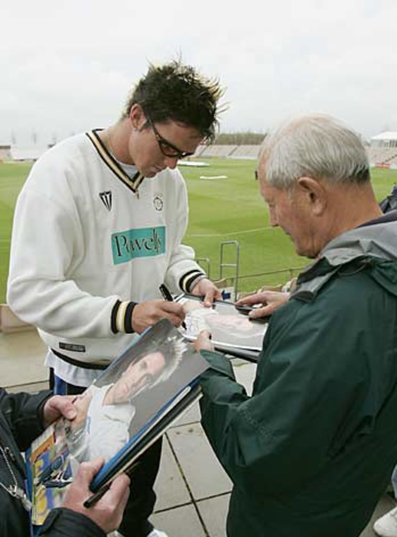 Kevin Pietersen signs autographs, Hampshire v Gloucestershire, Southampton, April 13, 2005