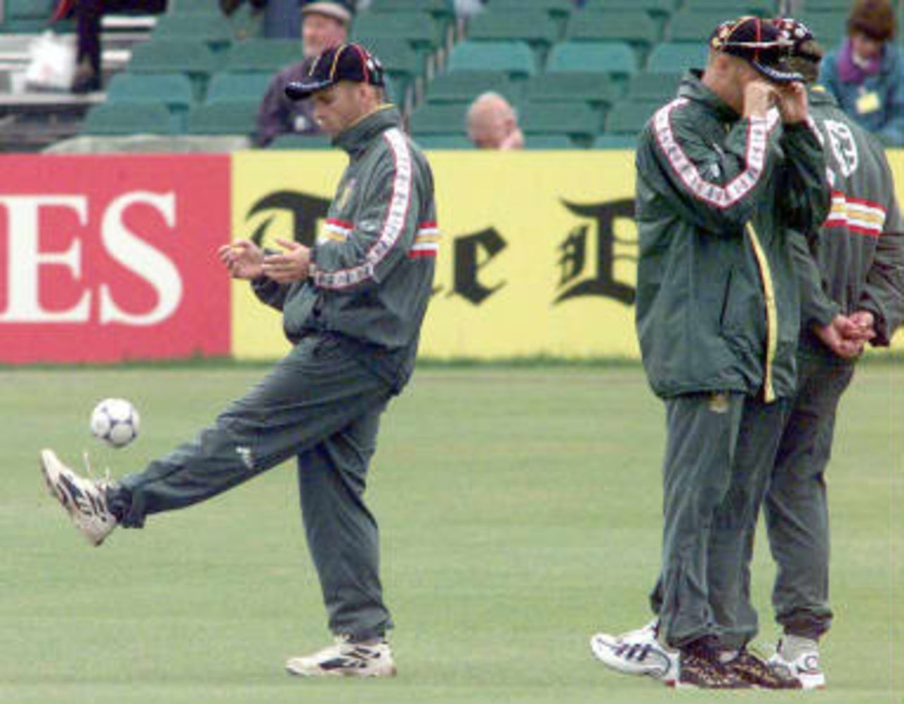 Gary Kirsten juggles a football whilst waiting for the rain to stop - abandoned Sussex - South Africa World Cup warm up match  07 May 1999