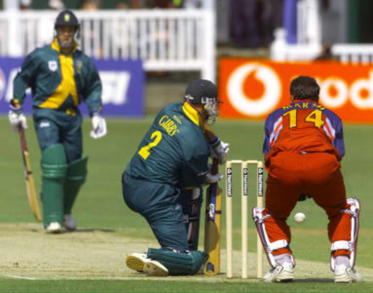 Herschelle Gibbs LBW to Min Patel for 28 runs - World Cup warm up match, South Africa v  Kent at Canterbury 09 May 99.