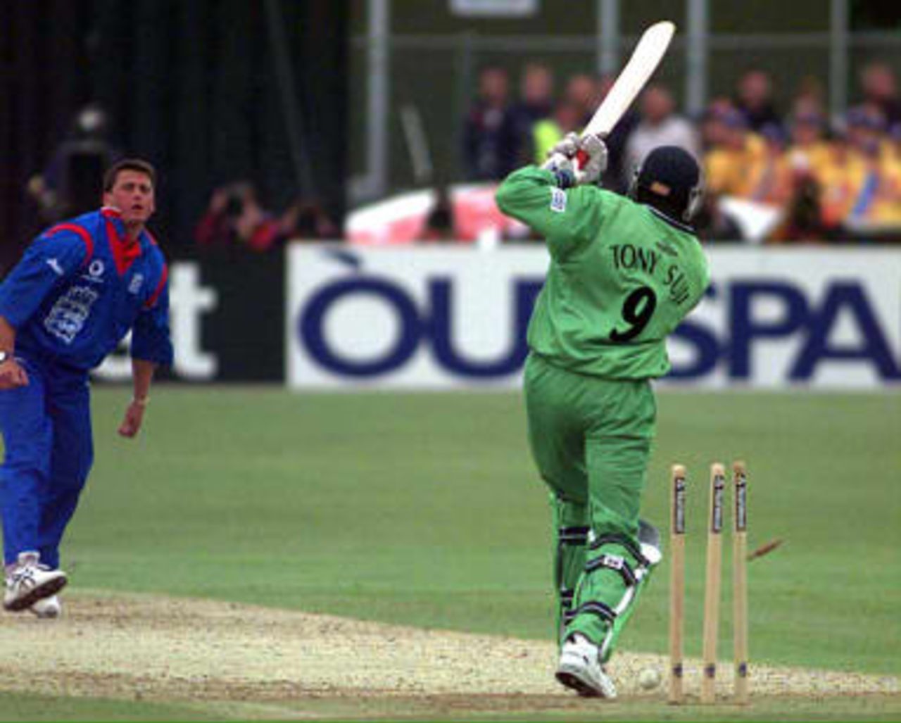 Darren Gough bowls Tony Suji  - England v Kenya at Canterbury, World Cup Group A, match 2, May 18 1999