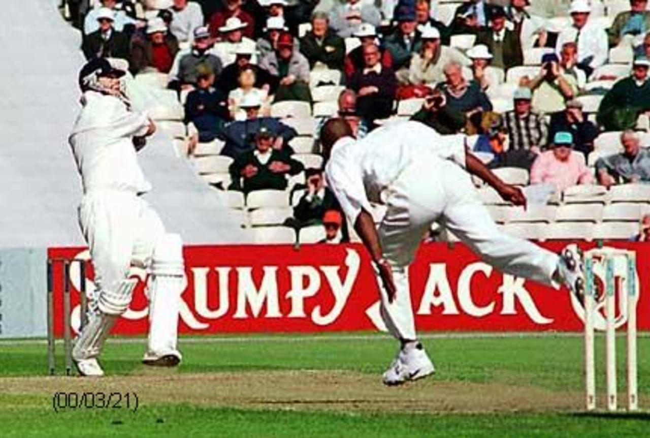 Andrew Flintoff hooks Chris Lewis for 6, at Old Trafford, May 2000