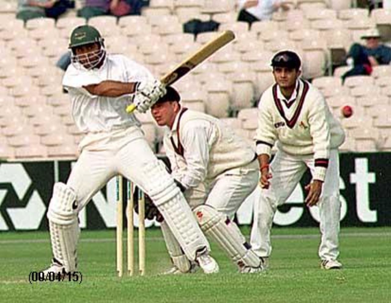 Aftab Habib pulls the ball for 4, Old Trafford, May 2000