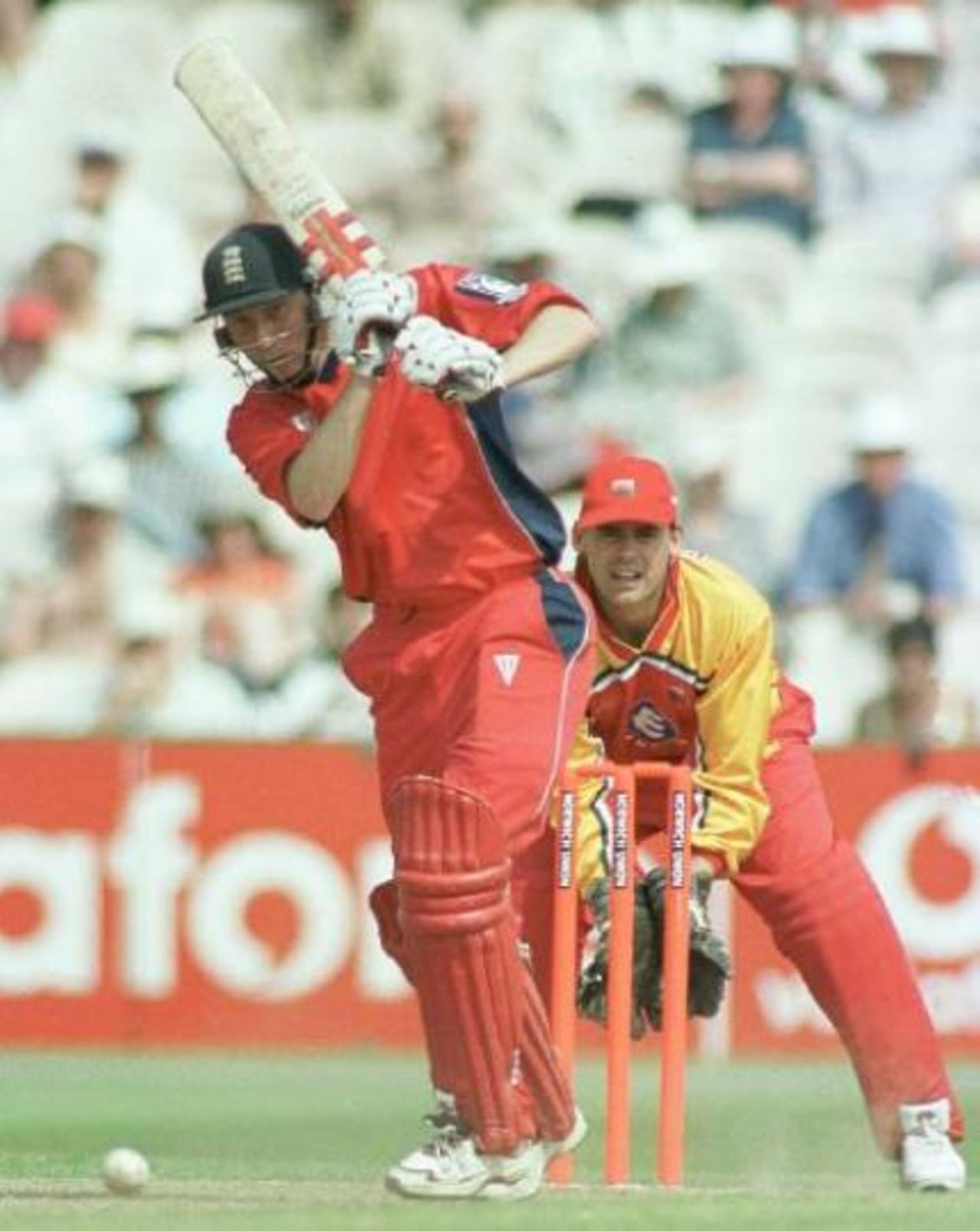 Michael Atherton in action against Leicestershire, Old Trafford 7 May 2000