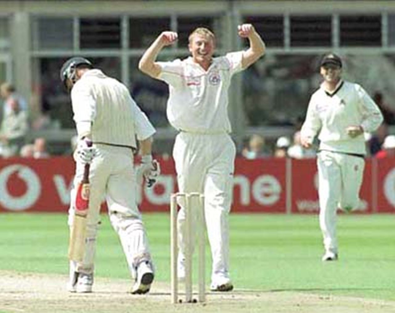 All smiles for Glen Chapple after taking Tim Hancock's wicket, Benson & Hedges Cup, 2000, 2nd Semi Final, Gloucestershire v Lancashire, The Royal & Sun Alliance County Ground, Bristol, 28-29 May 2000