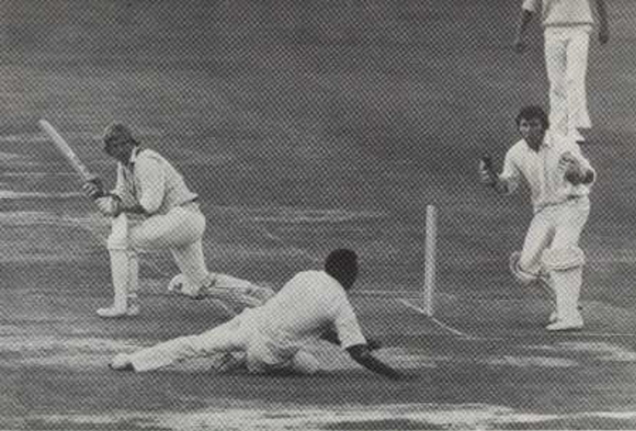 Man of the Match Clive Radley turns a ball to leg past Tony Cordle, Lord's 1977