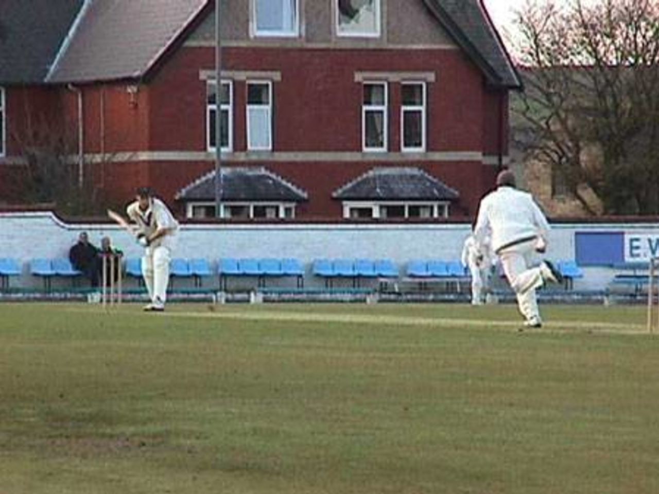 Rishton professional Clinton Perren  bowling to Todmorden professional Matthew Nicholson