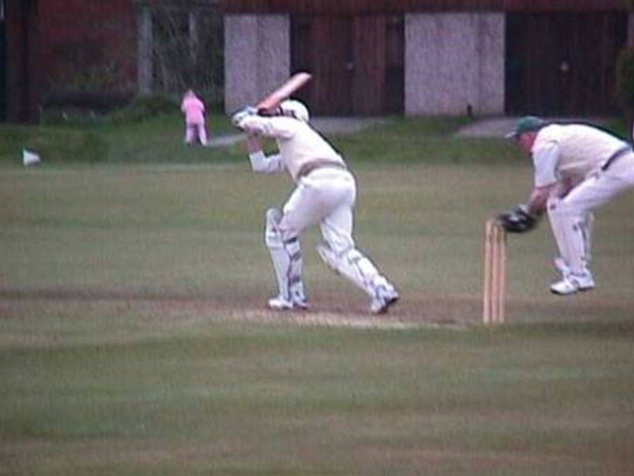 East Lancs' Phil Mercer hitting out against Bacup captain Neal Wilkinson at Alexandra Meadows