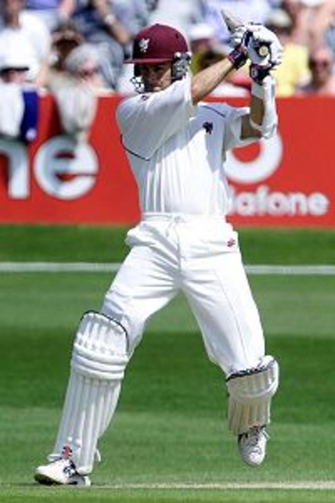 Jamie Cox of Somerset smashes the ball to the boundary during the County Championship game between Yorkshire and Somerset at Headingley, Leeds.