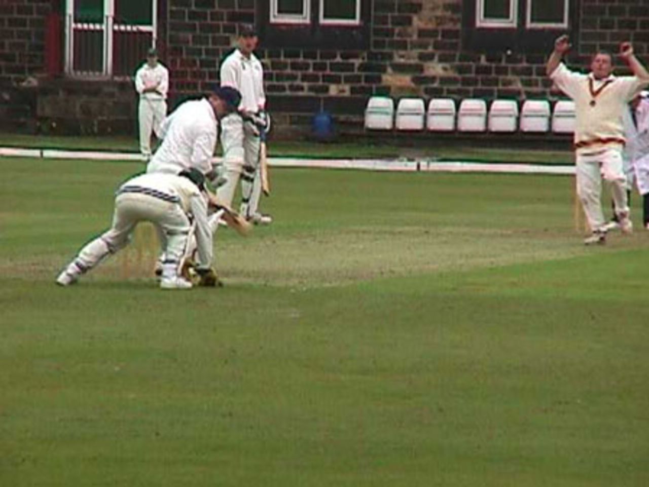 And then has a close escape against Peter