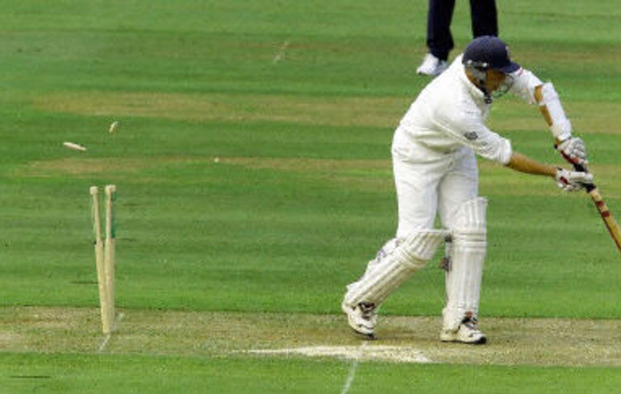 Atherton clean bowled by Azhar, day 2, 1st Test at Lord's, 17-21 May 2001.
