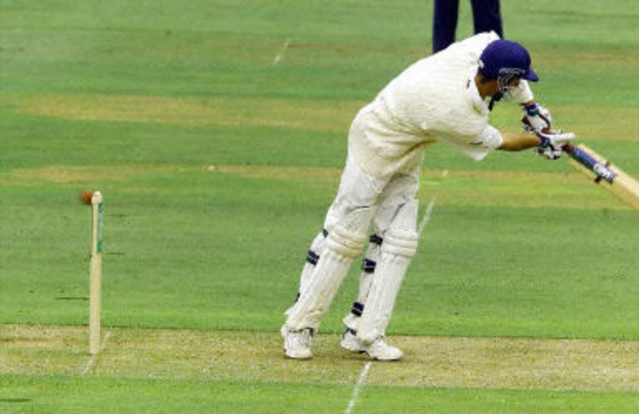 Vaughan edges the ball, day 2, 1st Test at Lord's, 17-21 May 2001.