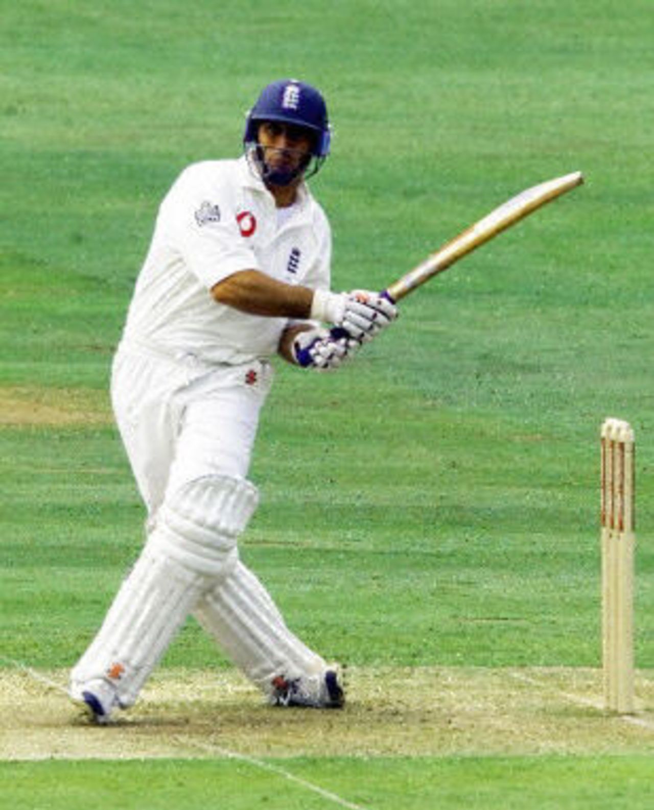 Nasser Hussain hits a four, day 2, 1st Test at Lord's, 17-21 May 2001.