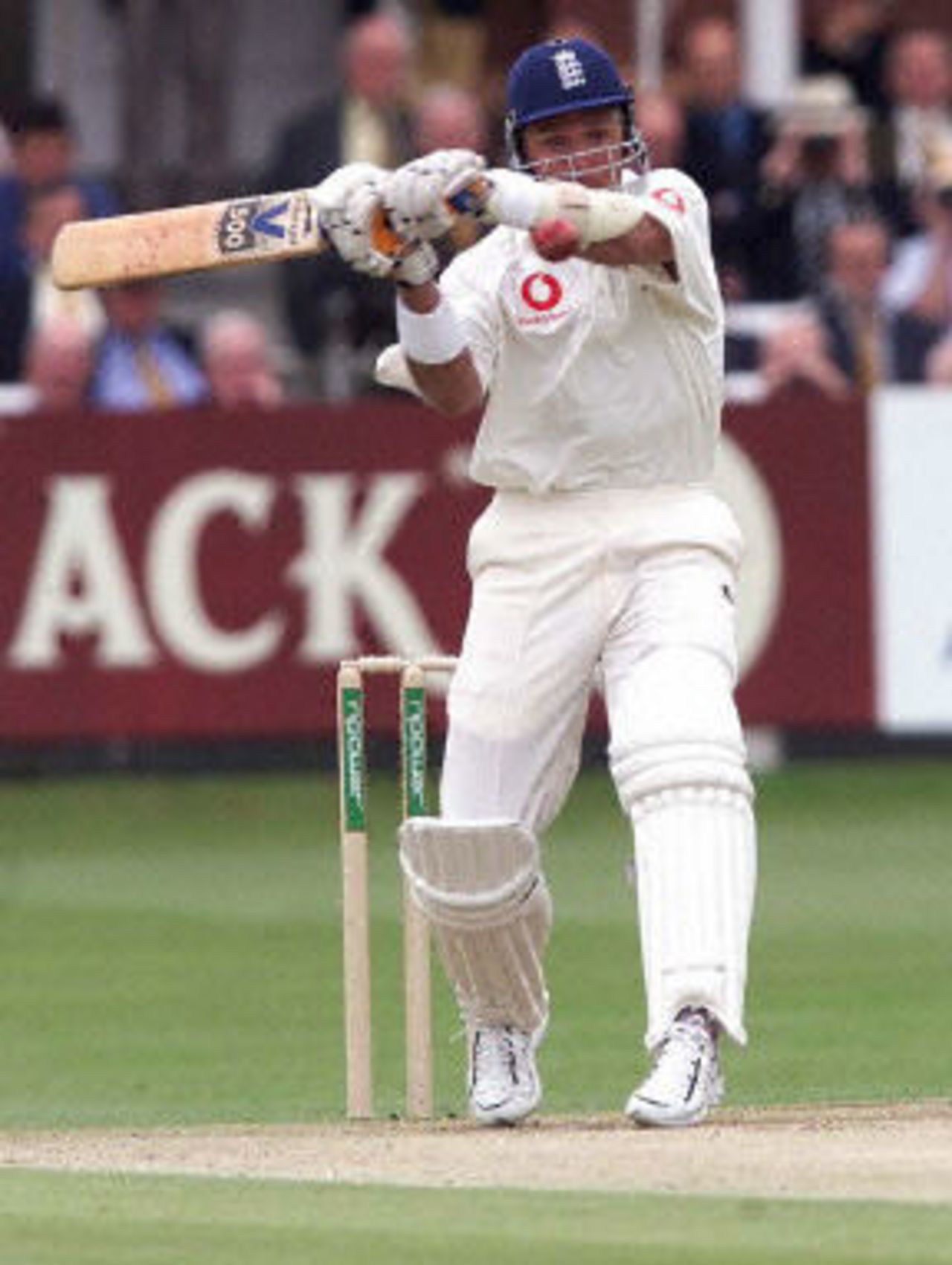 Stewart goes for a slog, day 3, 1st Test at Lord's, 17-21 May 2001.