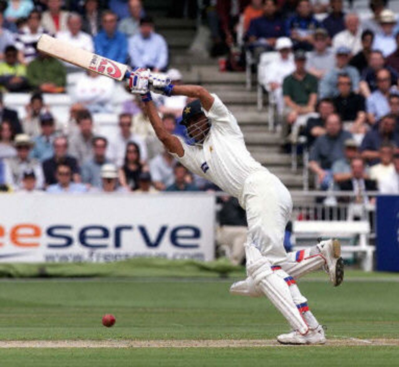 Younis Khan driving the ball,  day 4, 1st Test at Lord's, 17-21 May 2001.