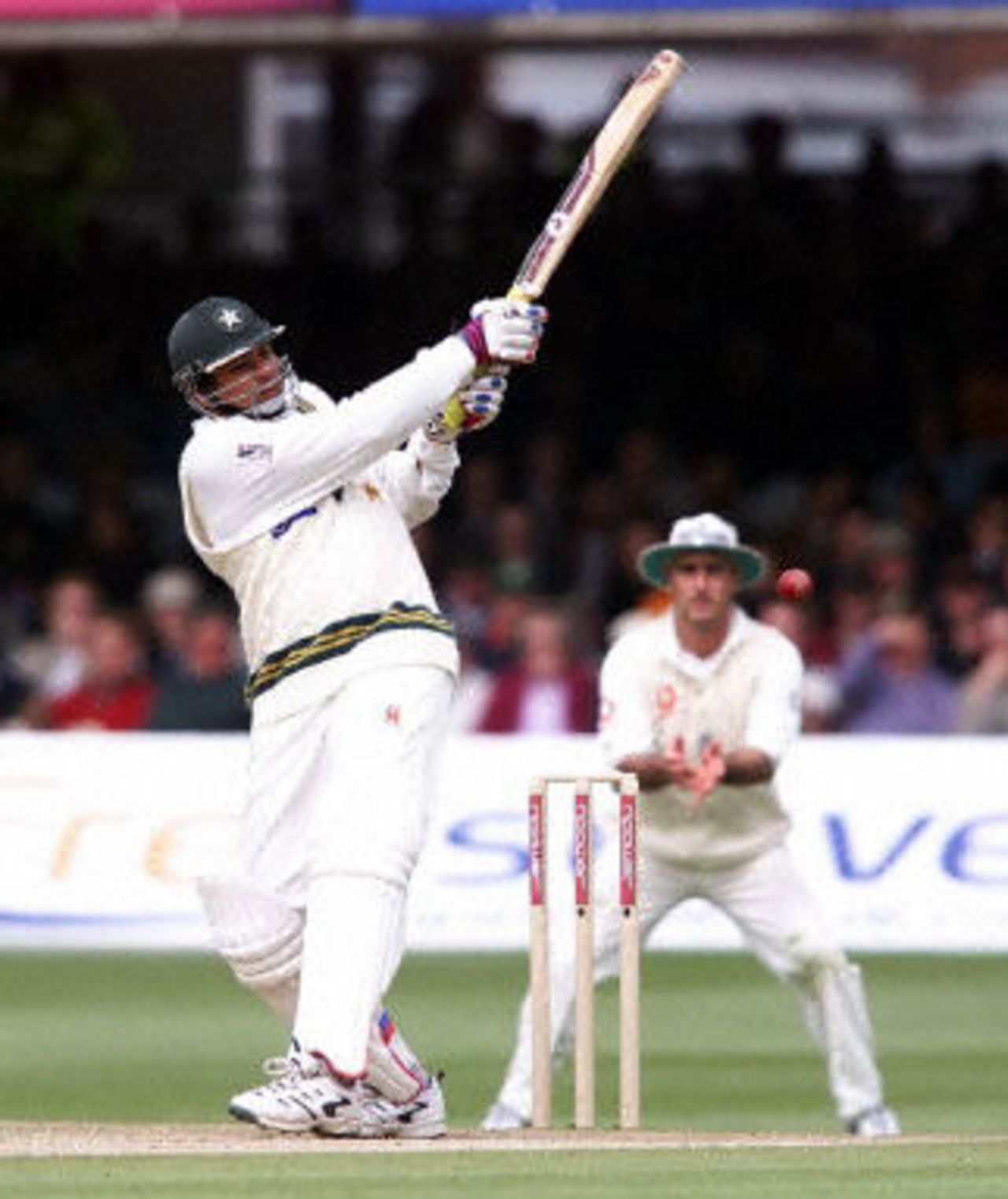 Inzamam-ul-Haq hits a four, day 4, 1st Test at Lord's, 17-21 May 2001.