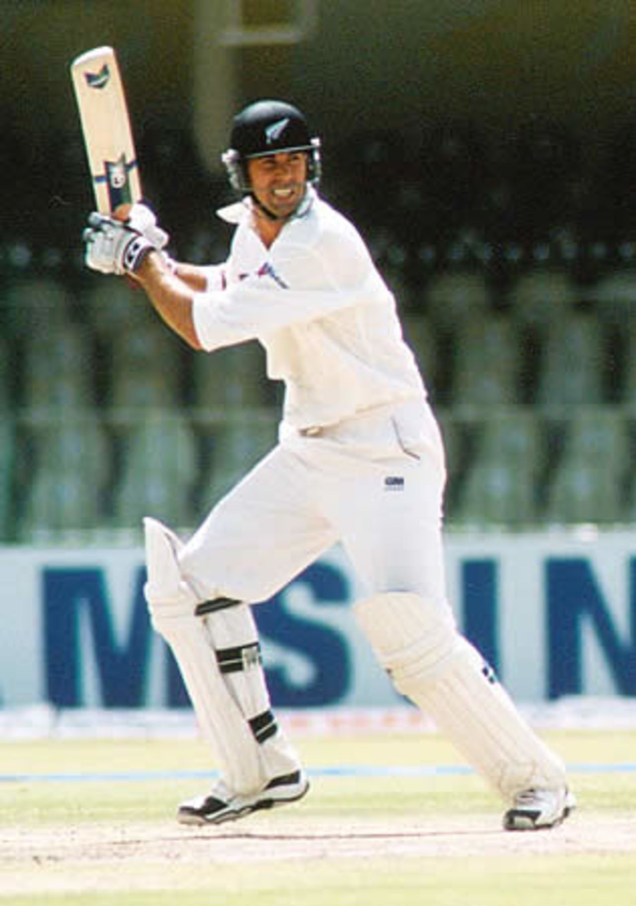 Stephen Fleming square drives - New Zealand second innings, day 3, 1st Test, New Zealand v Pakistan, Gaddafi Stadium Lahore, 3 May 2002