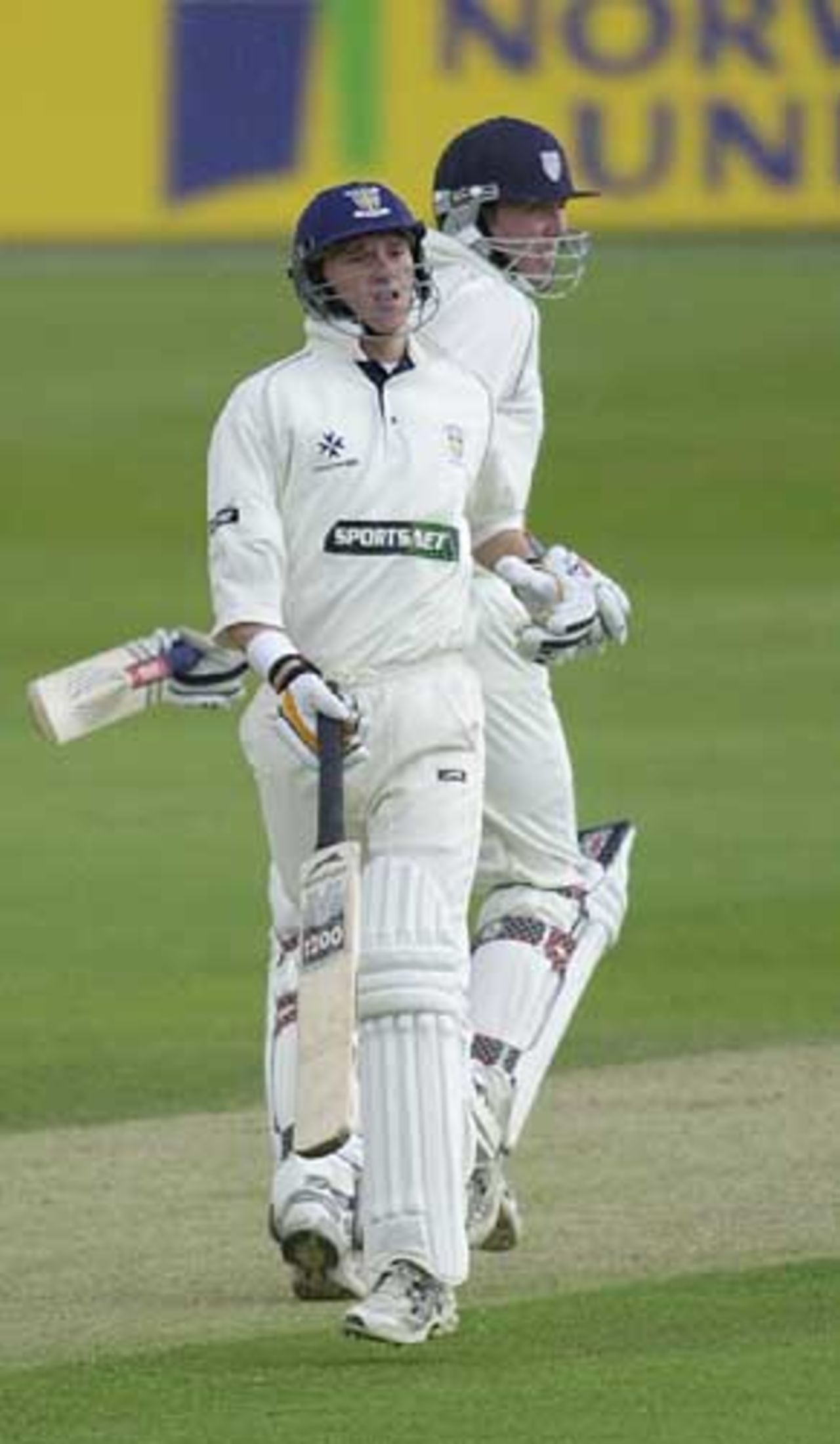 Two of the rising stars of English cricket - Gary Pratt and Nicky Peng (right), at the crease together at Trent Bridge