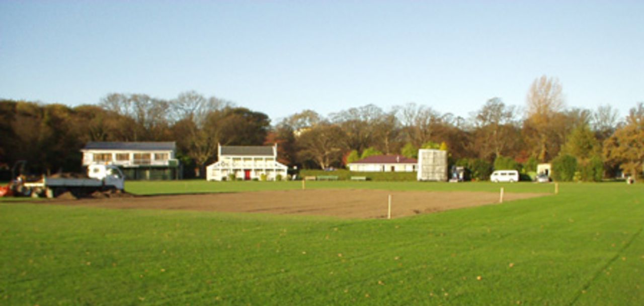 Cultivation work begins on Hagley Oval's wicket blocks in central Christchurch. 8 May 2002.