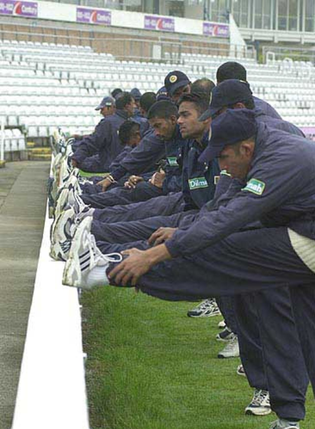 Stretching exercises for the Sri Lankans on day two
