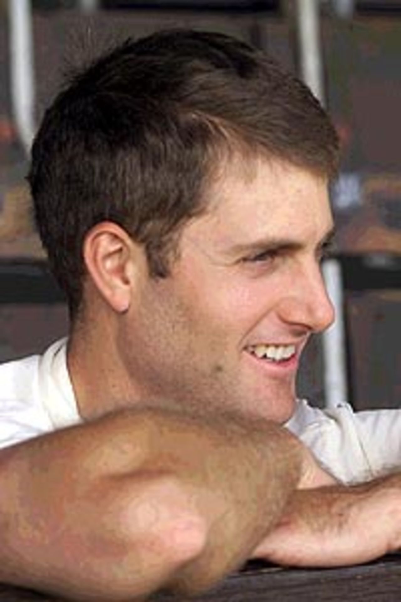 14 Aug 2001: Simon Katich of Australia looks ahead to his test debut after being picked for the 4th test, at Headingley, Leeds, England.