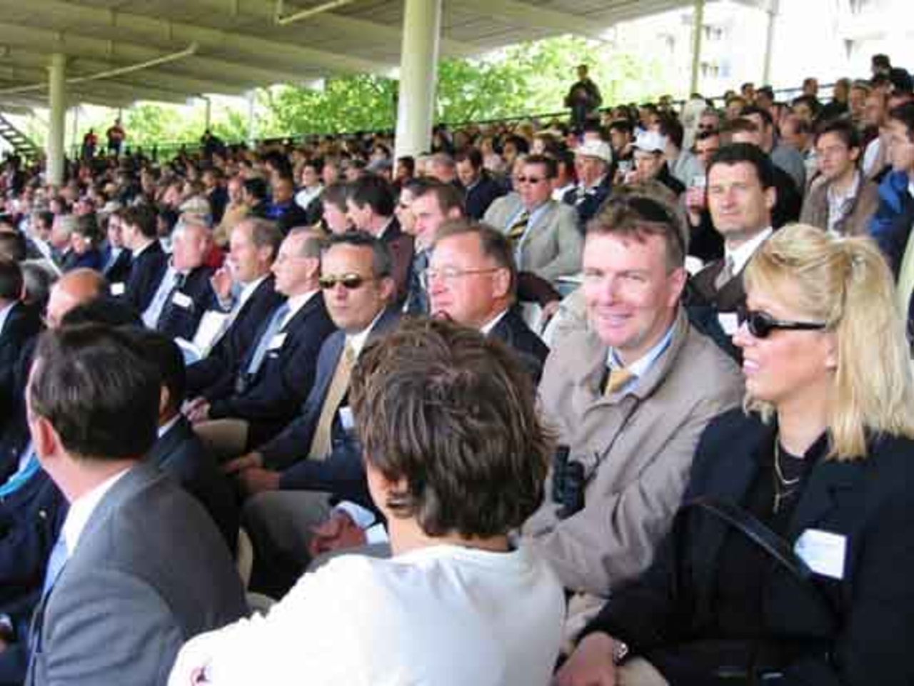 The Presidents' Day guests in the Mound Stand, enjoying the match, Saturday 18th May 2002