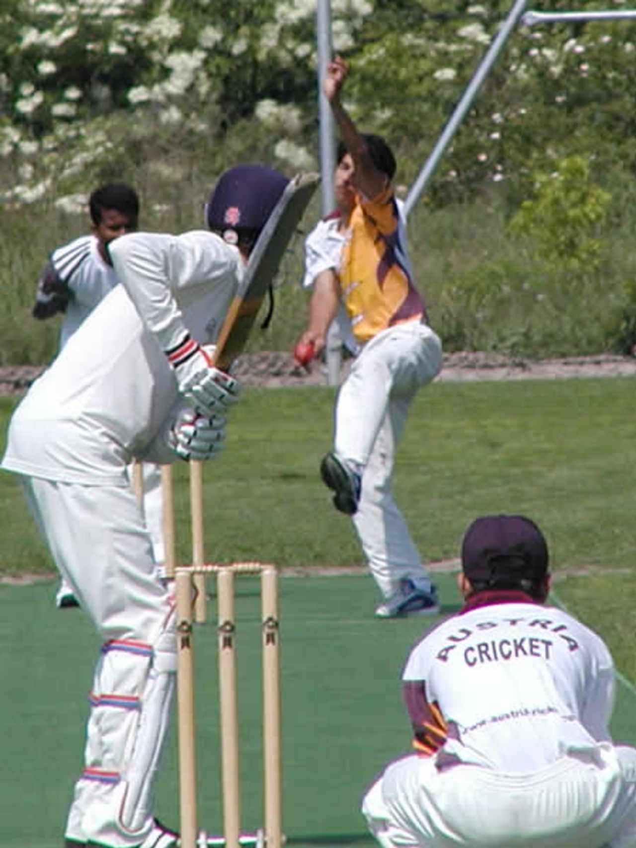 Aman Deep bowls to a Tegernsee batsman
