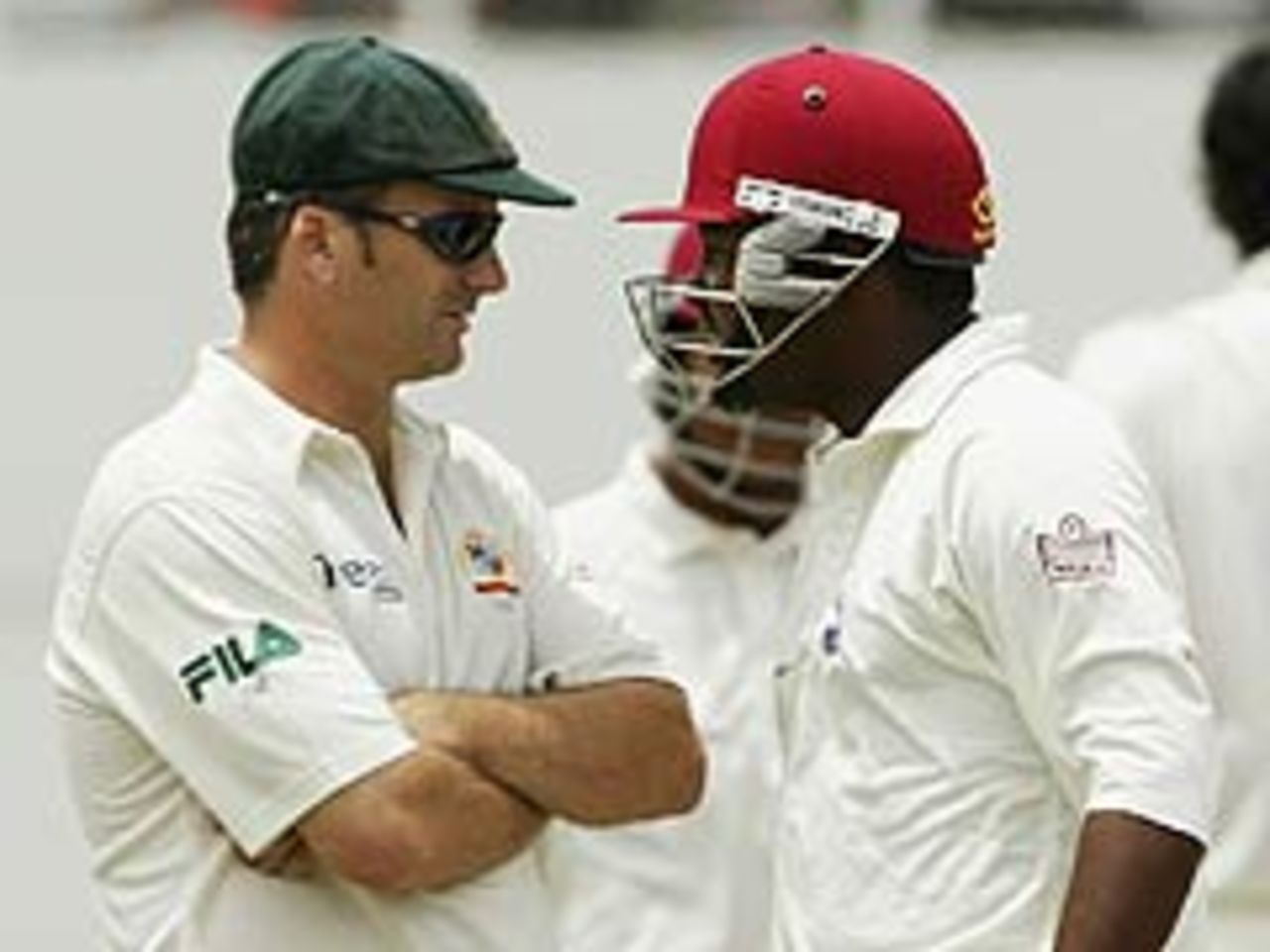 Tempers falre between Brian Lara and Steve Waugh on the second day of the Antigua Test (May 10 2003)