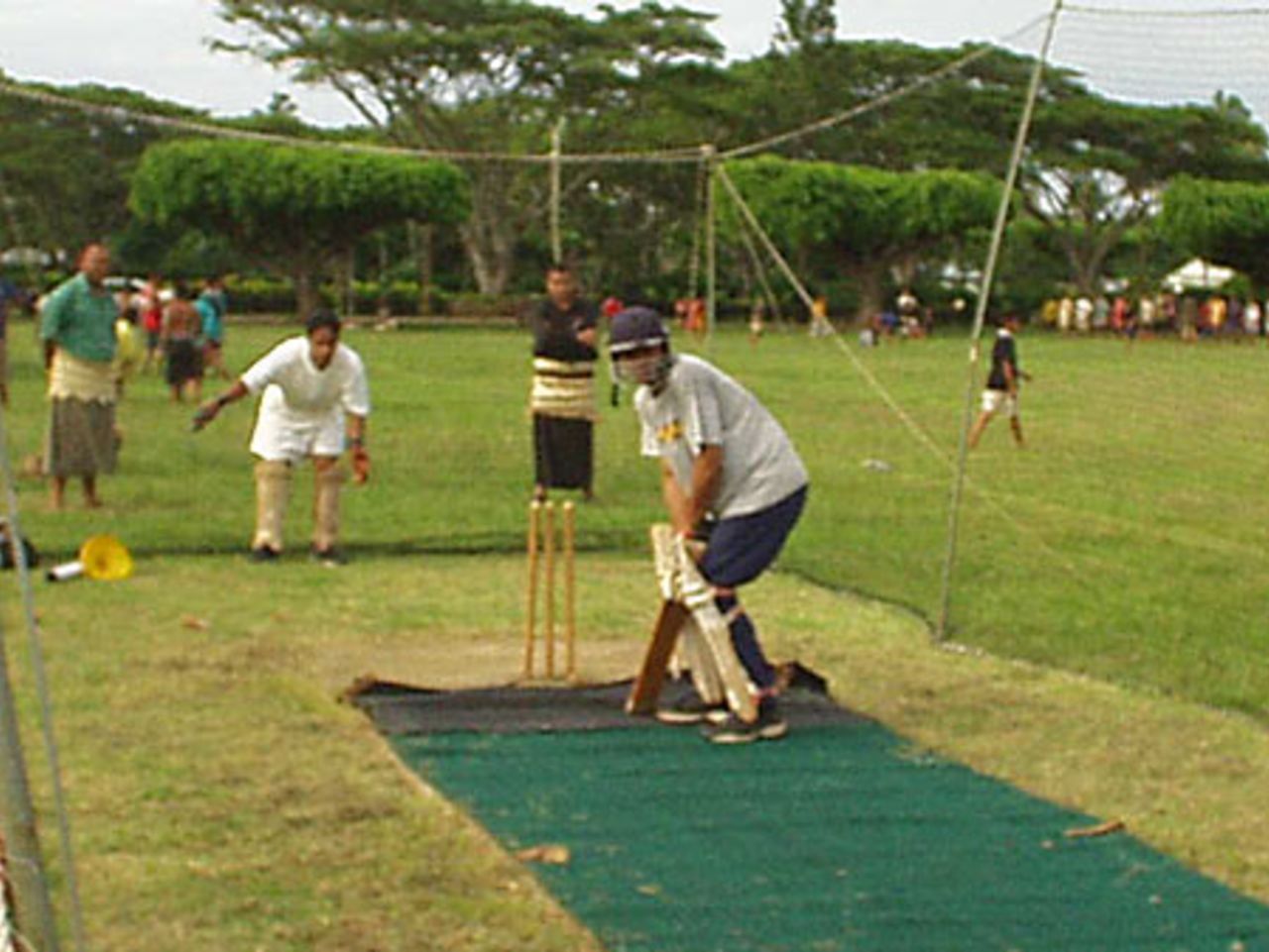 Tupou College first XI net practice on schools grounds.