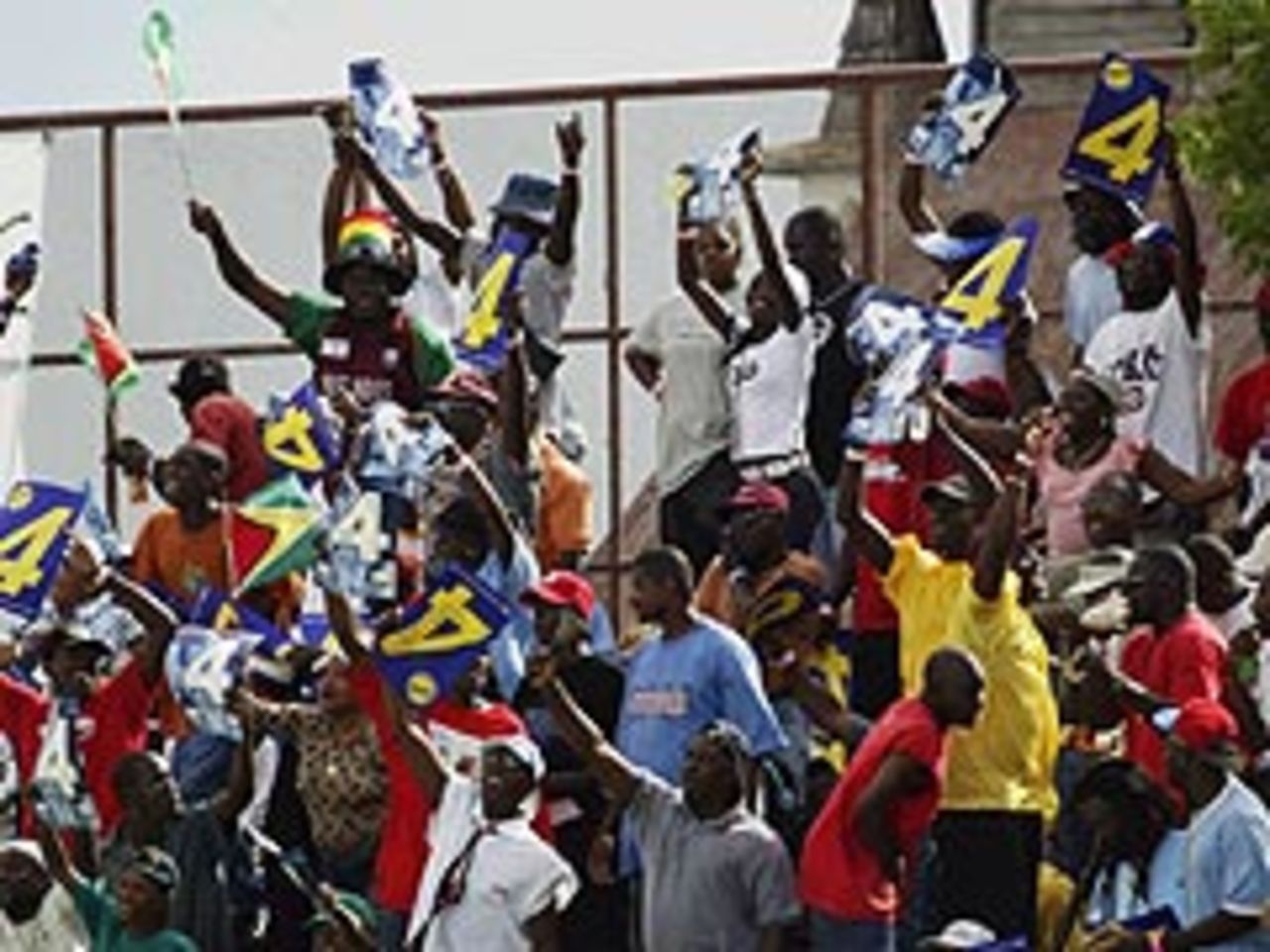 The Antigua crowd cheer West Indies to an historic victory