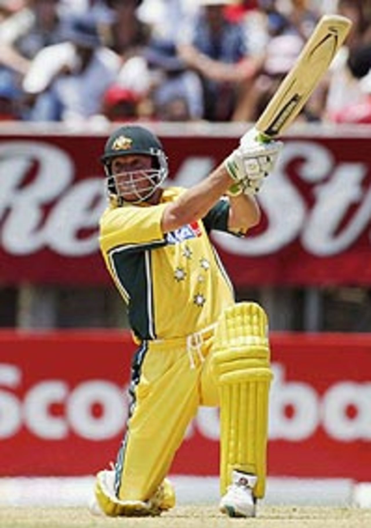 Ian Harvey drives on the up during his vital innings of 48 not out from 30 balls