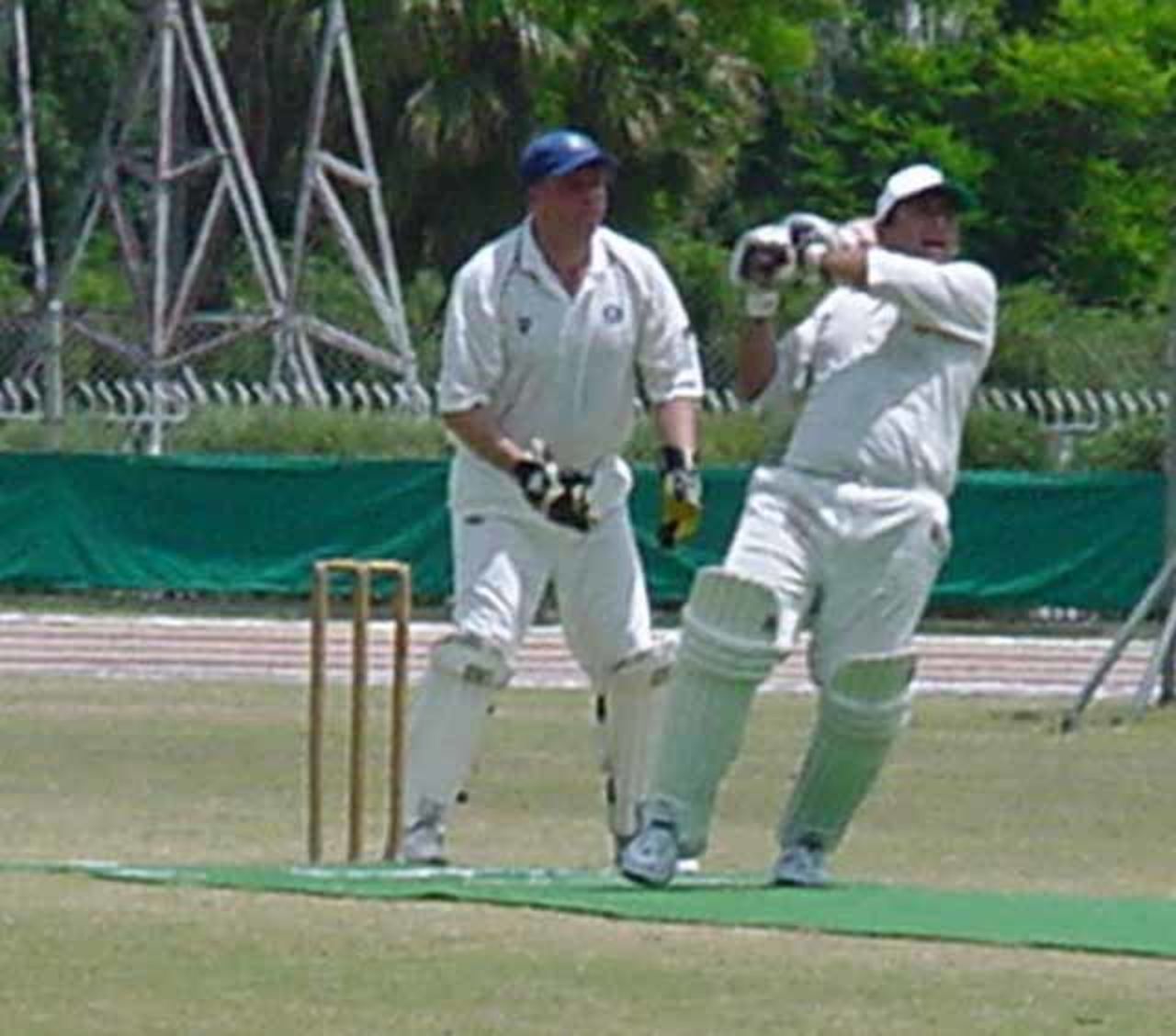 David Silver hits out during his innings of 51, Ra'anana v Tel Aviv May 2003