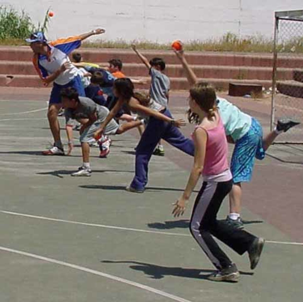 Learning to bowl at a Tel Aviv school, May 2003