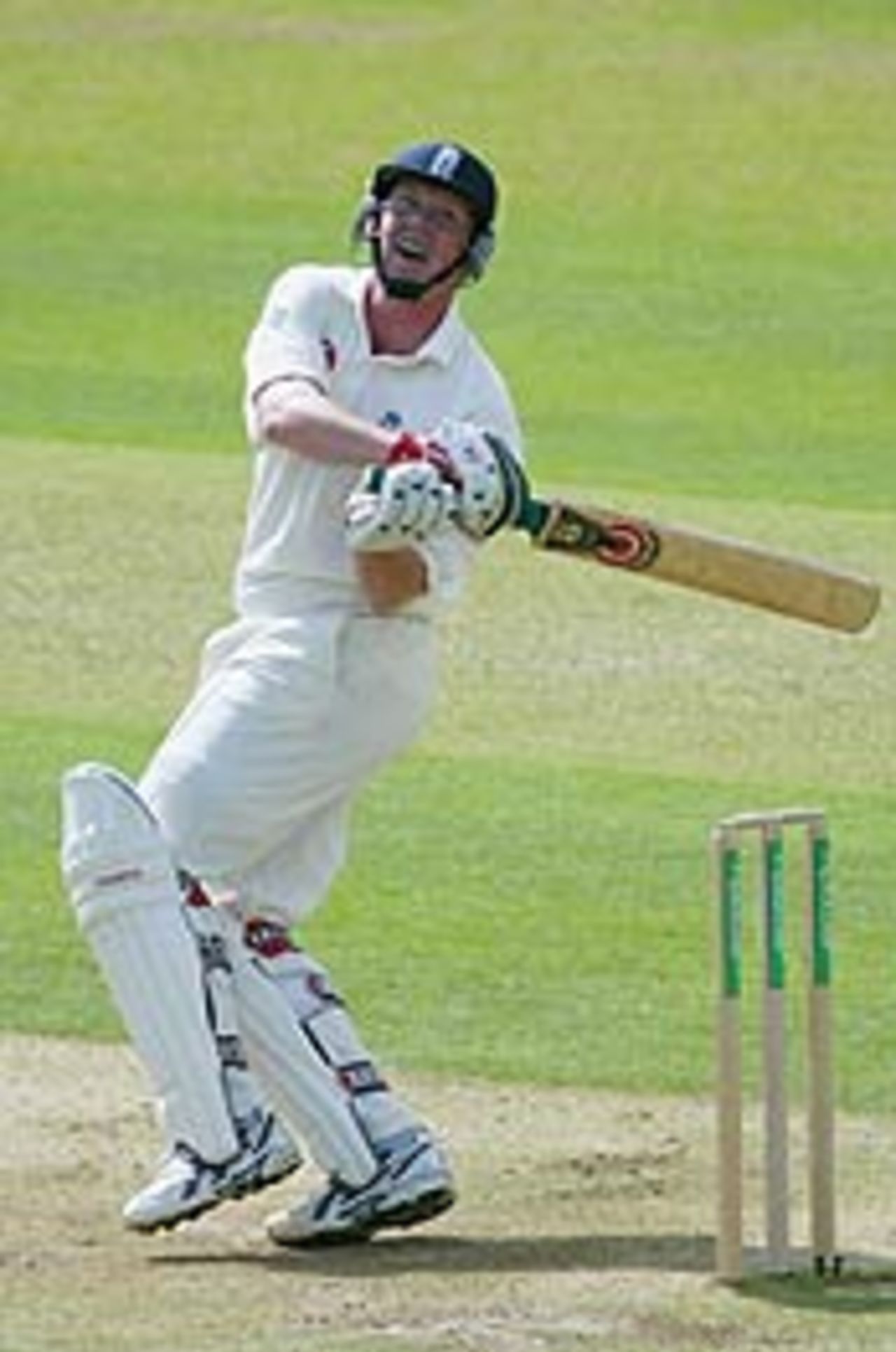 Anthony McGrath hooks for four during the second day of the first test against Zimbabwe at Lord's