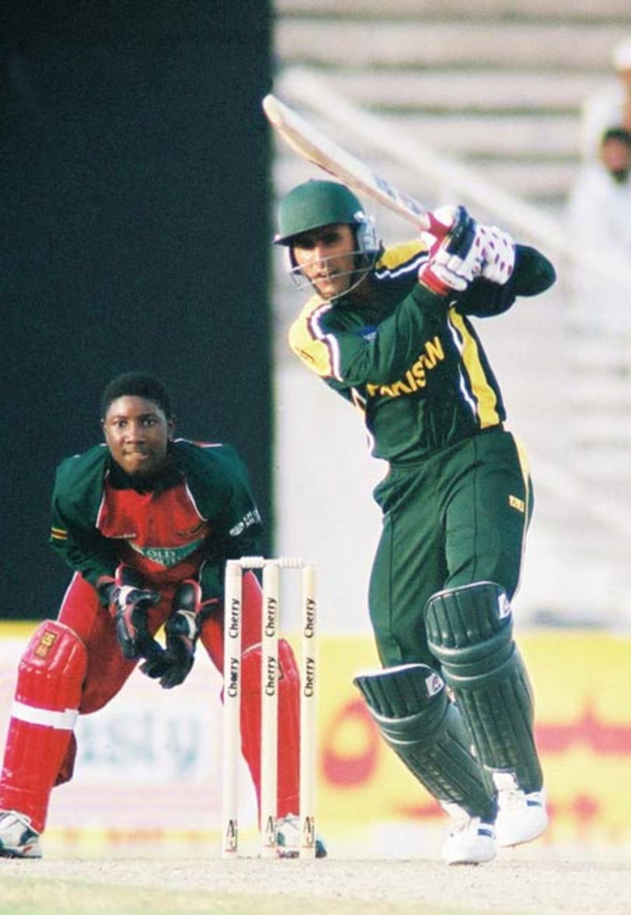 Abdul Razzaq playing a cover drive, 1st Match: Pakistan v Zimbabwe, Cherry Blossom Sharjah Cup, 3 April 2003