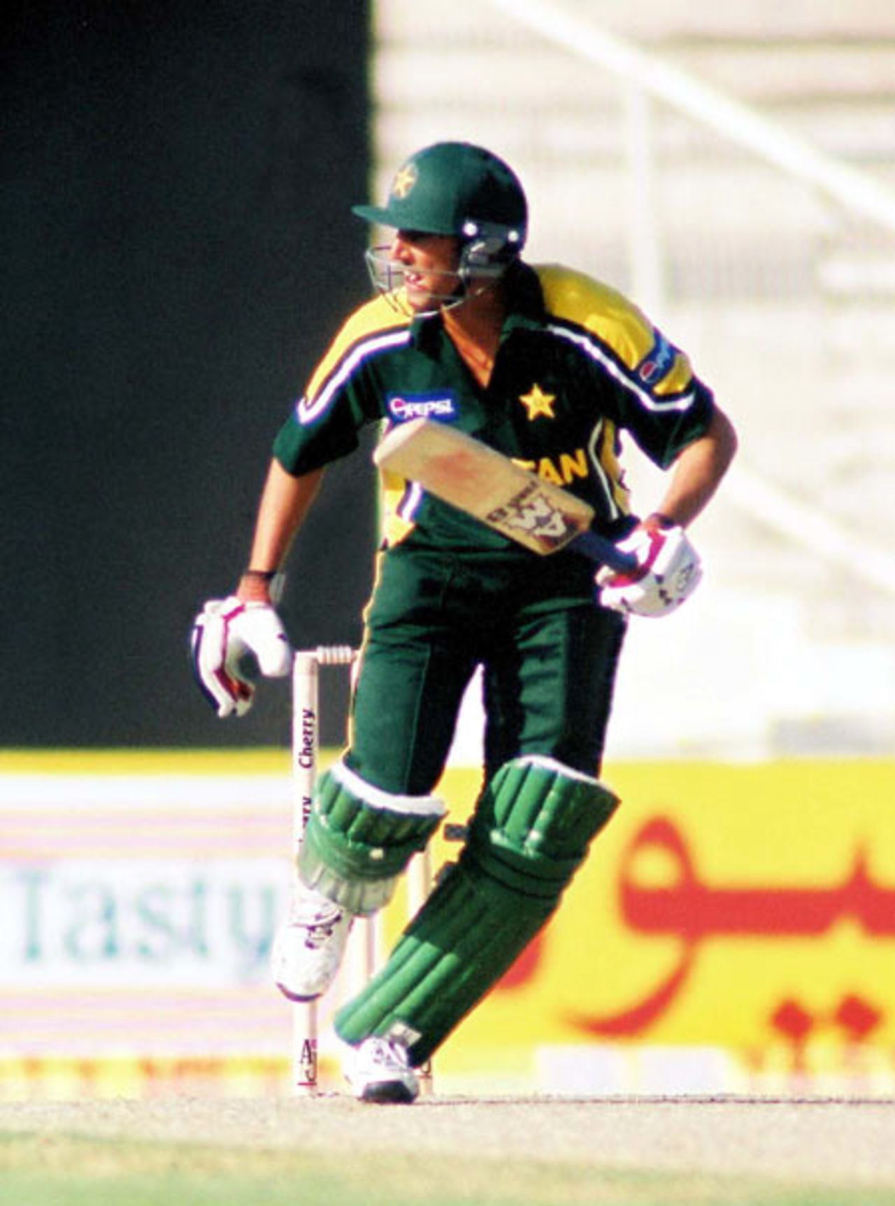 Younis Khan in action during his innings of 67, 1st Match: Pakistan v Zimbabwe, Cherry Blossom Sharjah Cup, 3 April 2003