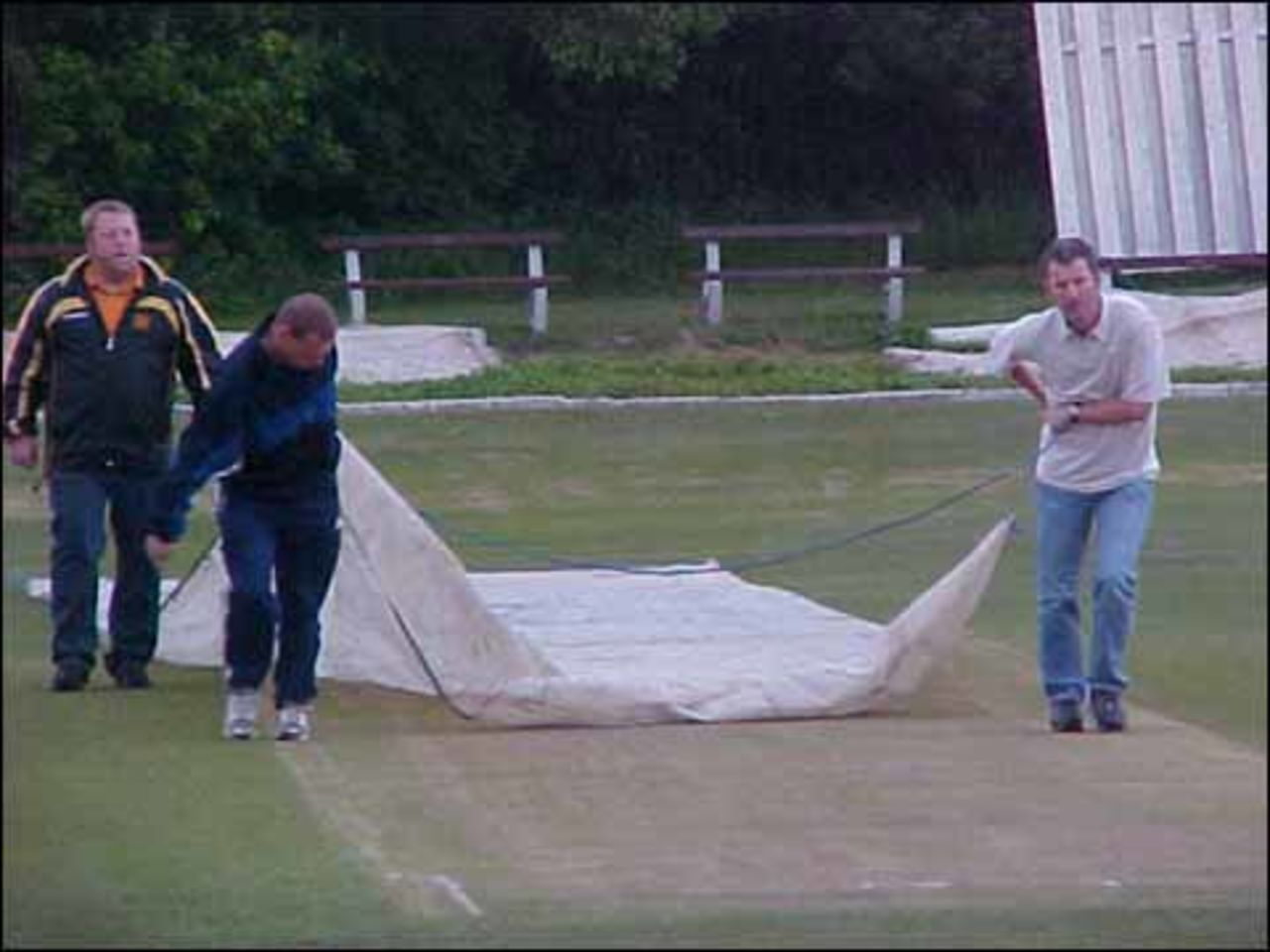 Right on cue it began to rain at 6.30 so the covers came on