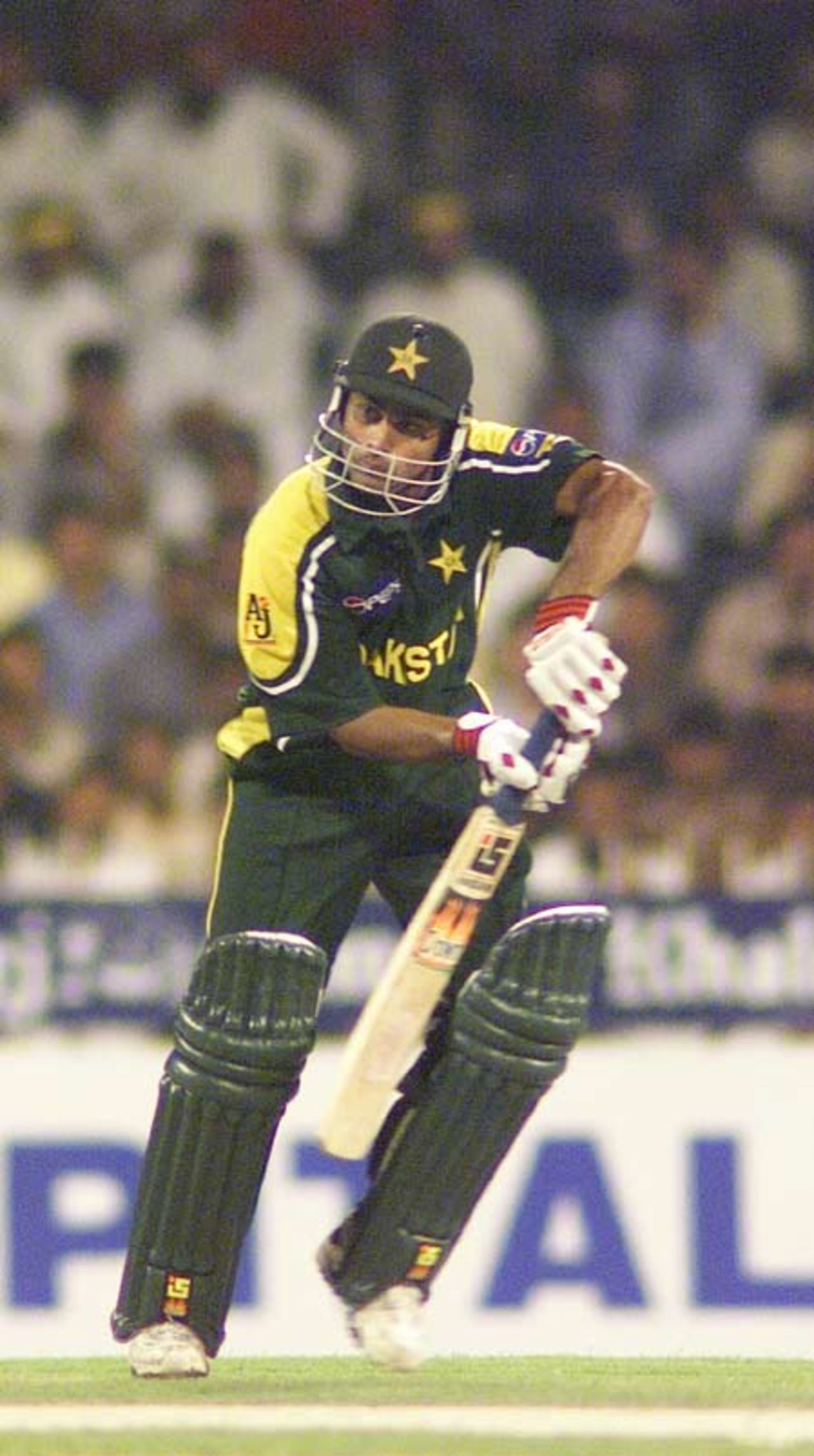 Mohammad Hafeez in action during his 50 run innings, 2nd Match: Pakistan v Sri Lanka, Cherry Blossom Sharjah Cup, 4 Apr 2003