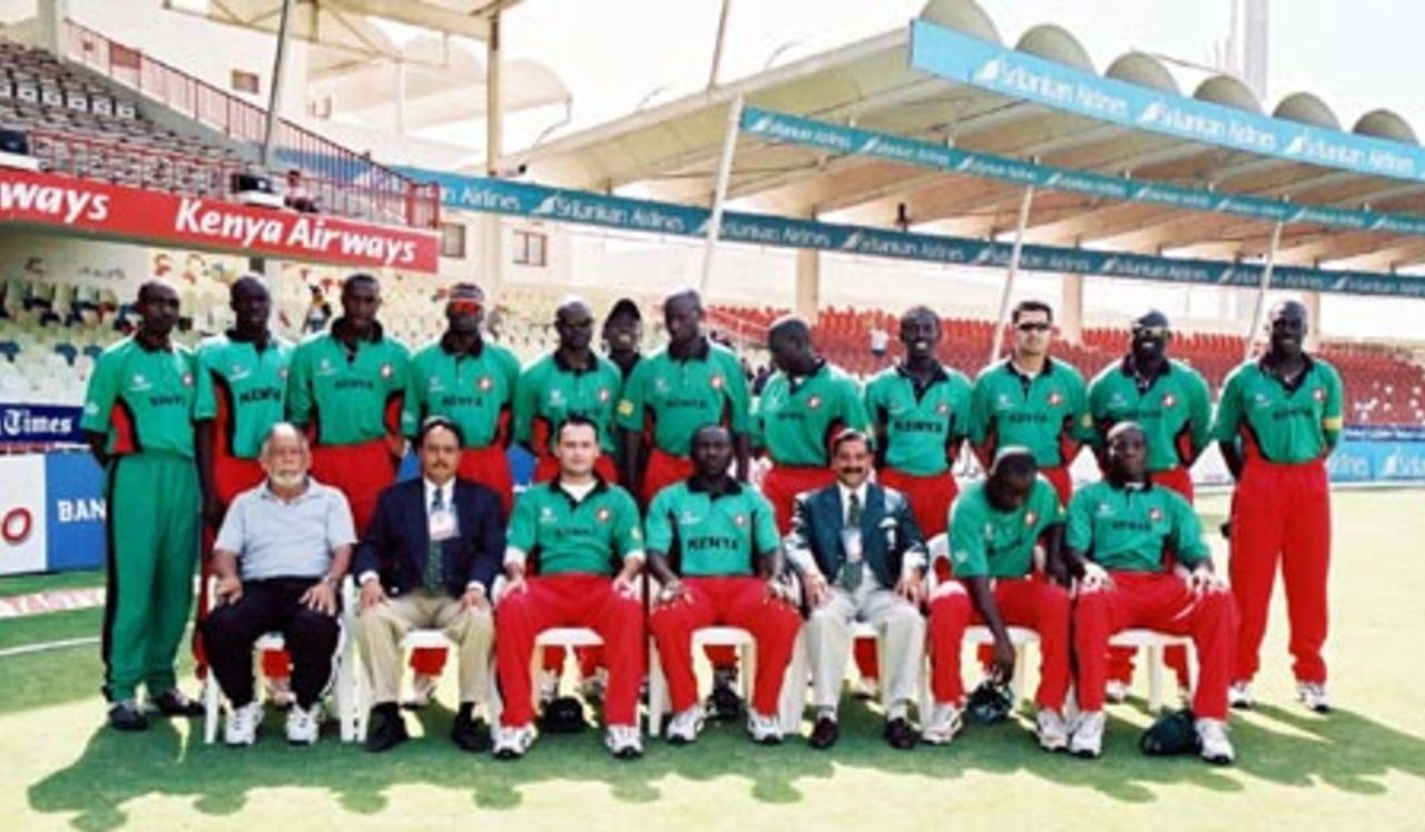 Group photo of Kenya team, 4th Match: Kenya v Sri Lanka, Cherry Blossom Sharjah Cup, 6 Apr 2003