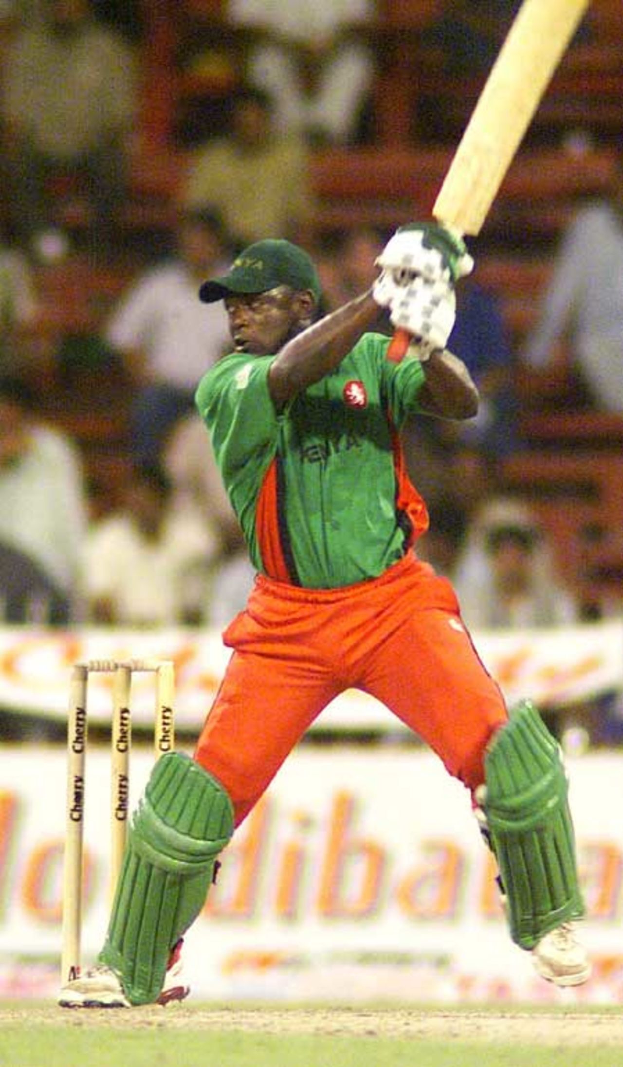Odumbe plays a cut shot, 6th Match: Kenya v Pakistan, Cherry Blossom Sharjah Cup, 8 Apr 2003