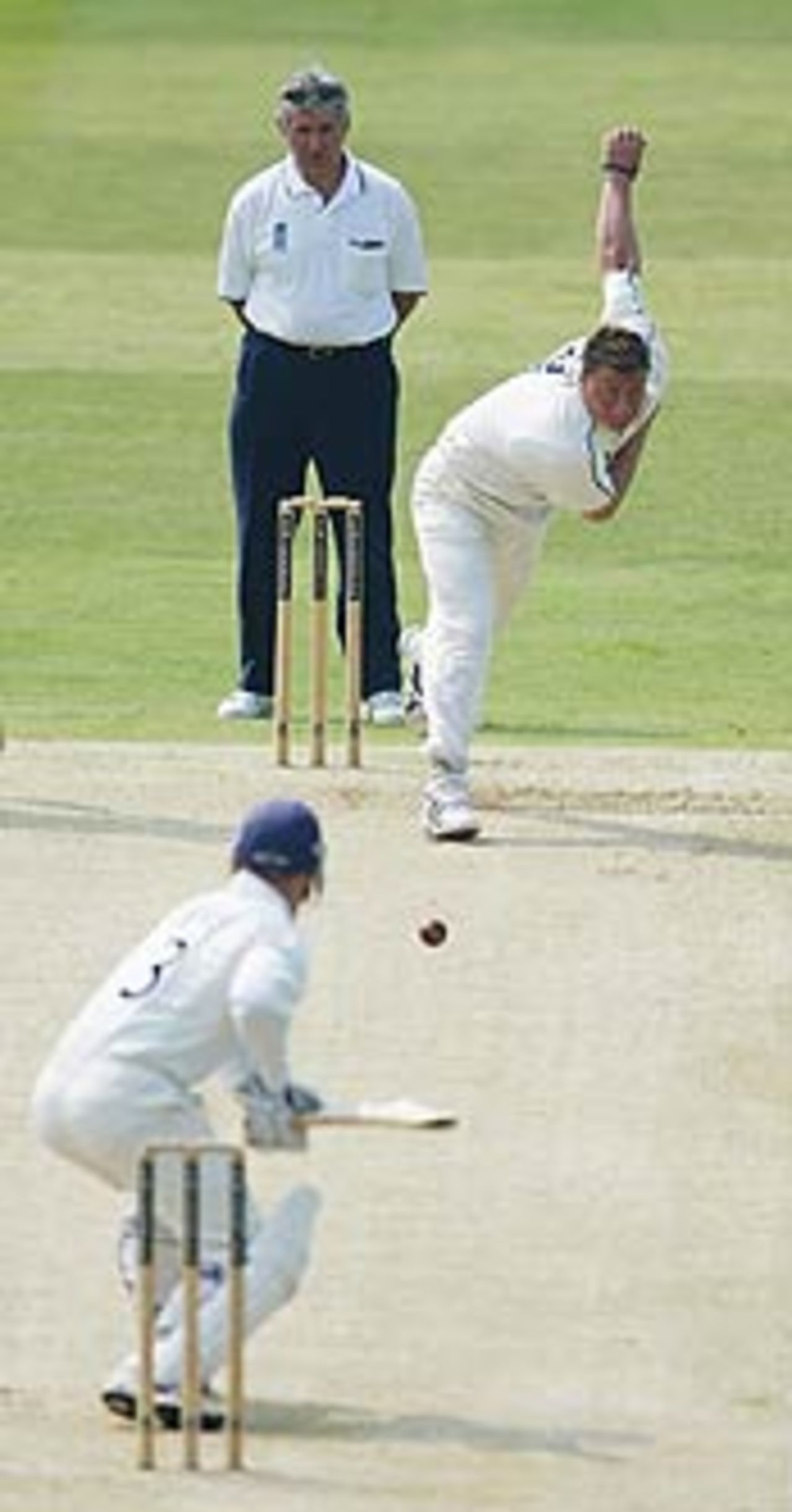 Darren Gough bowls to Jon Lewis, Yorkshire v Durham, May 30, 2003