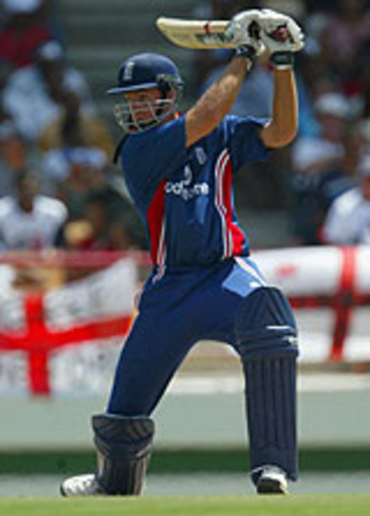 Michael Vaughan drives through the covers, en route to his 67 in the sixth ODI in St Lucia, West Indies v England, 5th ODI, St Lucia, May 2, 2004