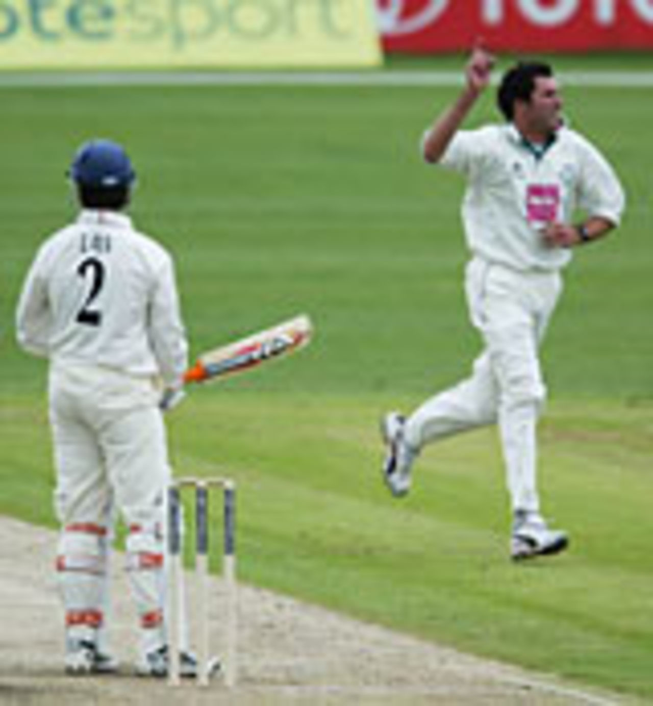 Matthew Mason celebrates the wicket of Stuart Law, Lancashire v Worcestershire, Old Trafford, May 12, 2004
