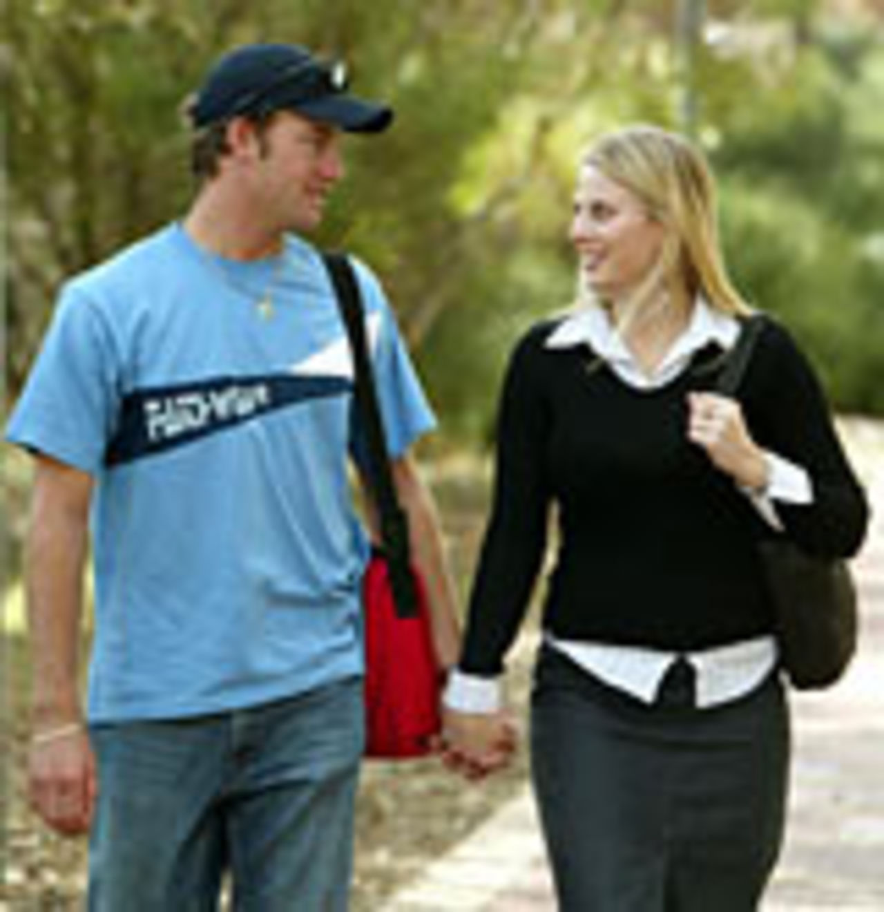 Sean Ervine chats with his partner Melissa Marsh, Perth, May 17, 2004