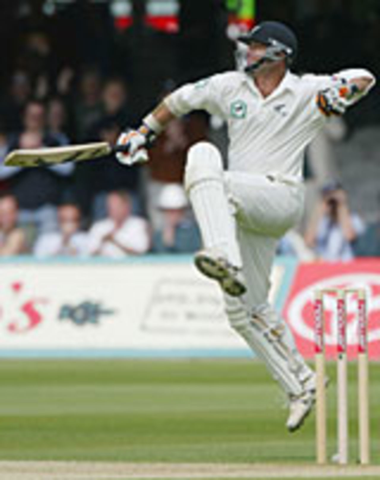 Mark Richardson reaches his hundred in the second innings, England v New Zealand, 1st Test, Lord's, May 22, 2004