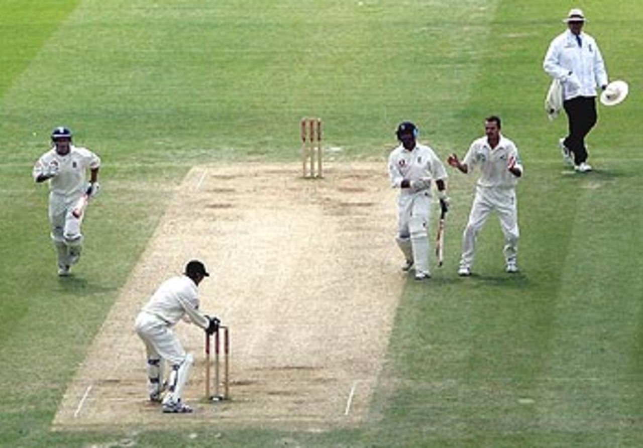 Andrew Strauss is run out by Nasser Hussain - England v New Zealand, Lord's, May 24, 2004