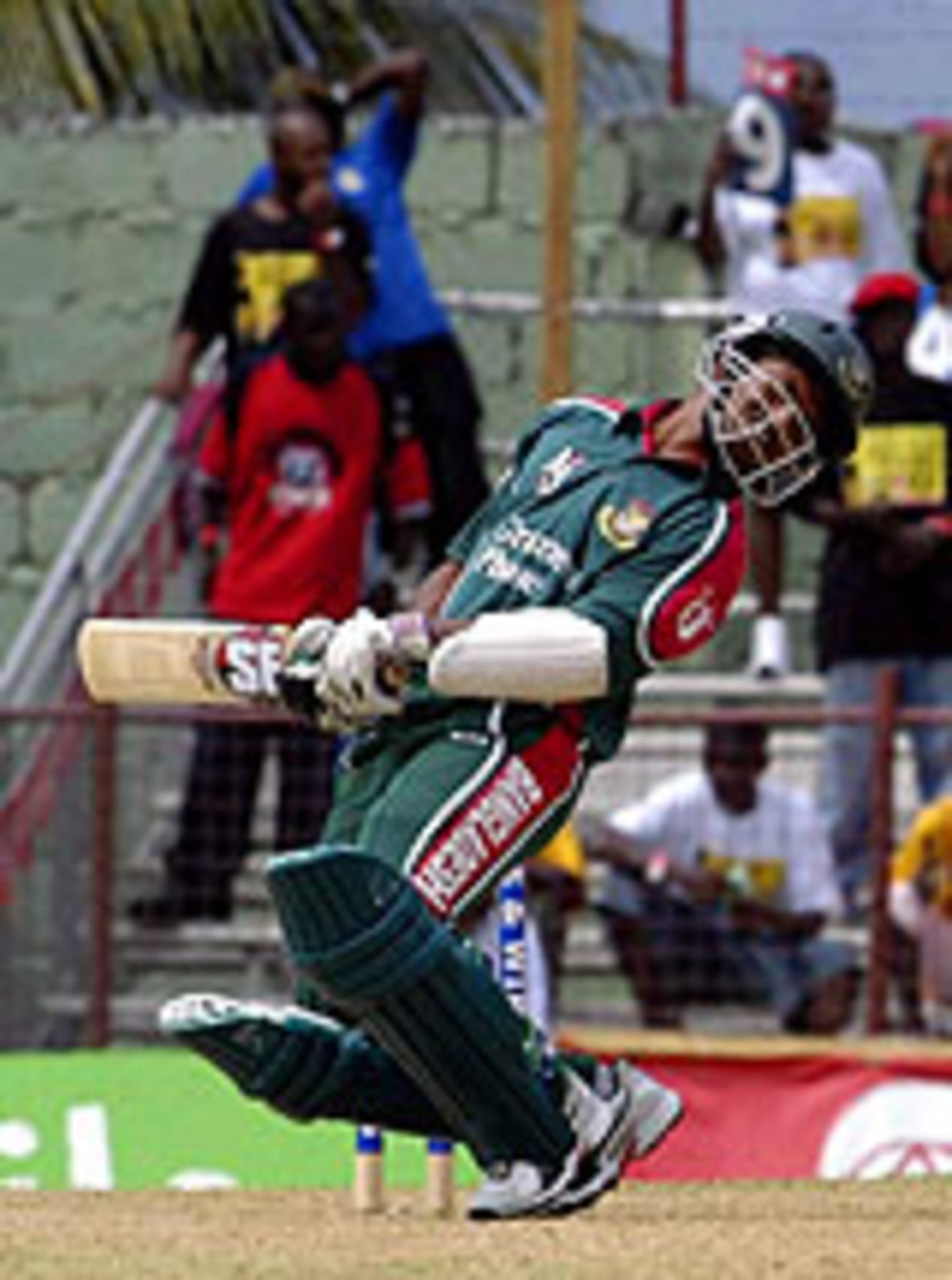 Rajin Saleh evades a bouncer, West Indies v Bangladesh ODI, May 2004