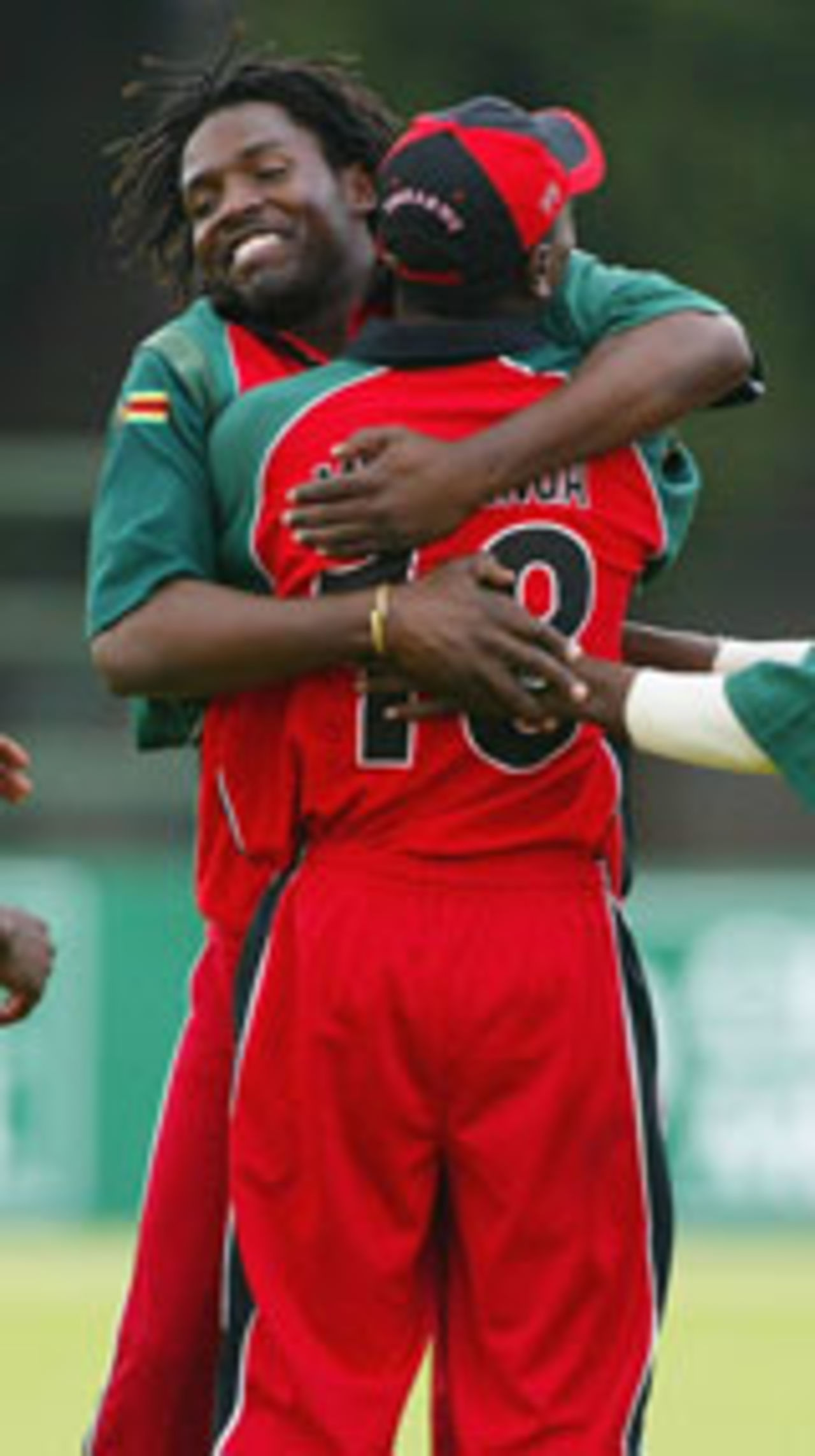 Douglas Hondo celebrates a wicket, Zimbabwe v Australia, 2nd ODI, Harare, May 27, 2004