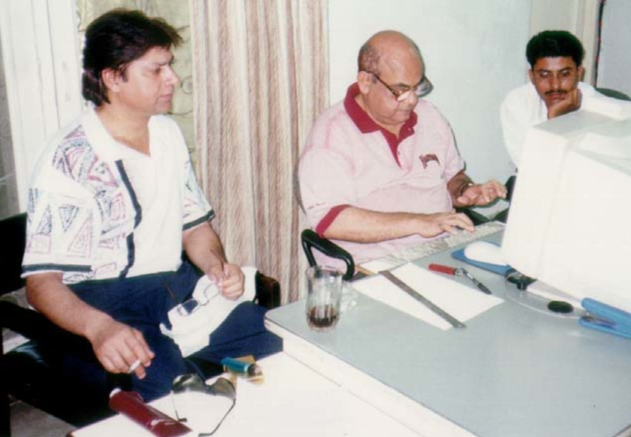 Mohsin Khan and QDO staff including Khizer Inayat, Marketing Executive (extreme right) at the interview on 1 June 1998
