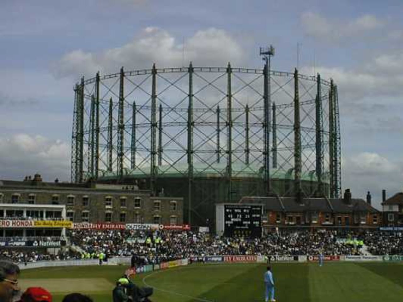 The famous gasholder at the Oval, WC99 4 June 1999